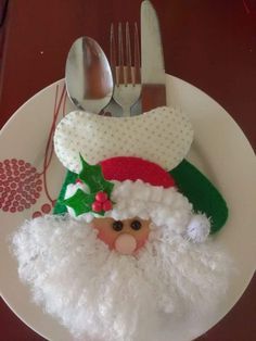 Christmas decor Santa spoon set and dishes