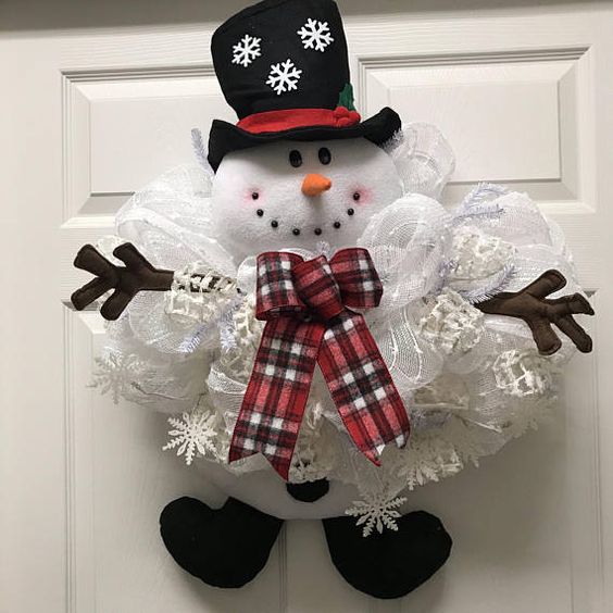 Christmas decor white snow man Wreaths